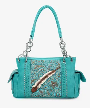 Montana West Tooled Feather Satchel