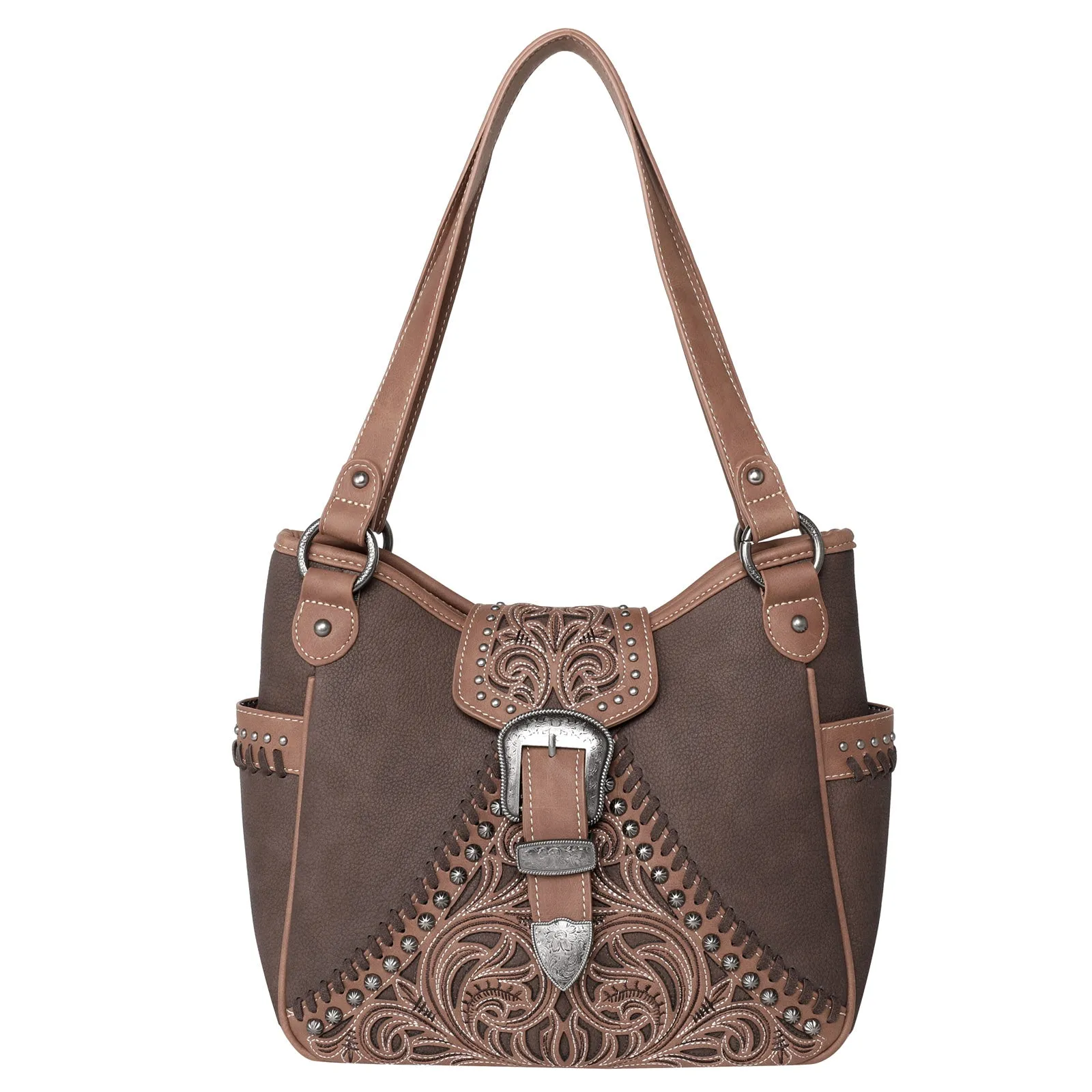 MW1111G-8005 Montana West Floral Embroidered Buckle Collection Concealed Carry Satchel