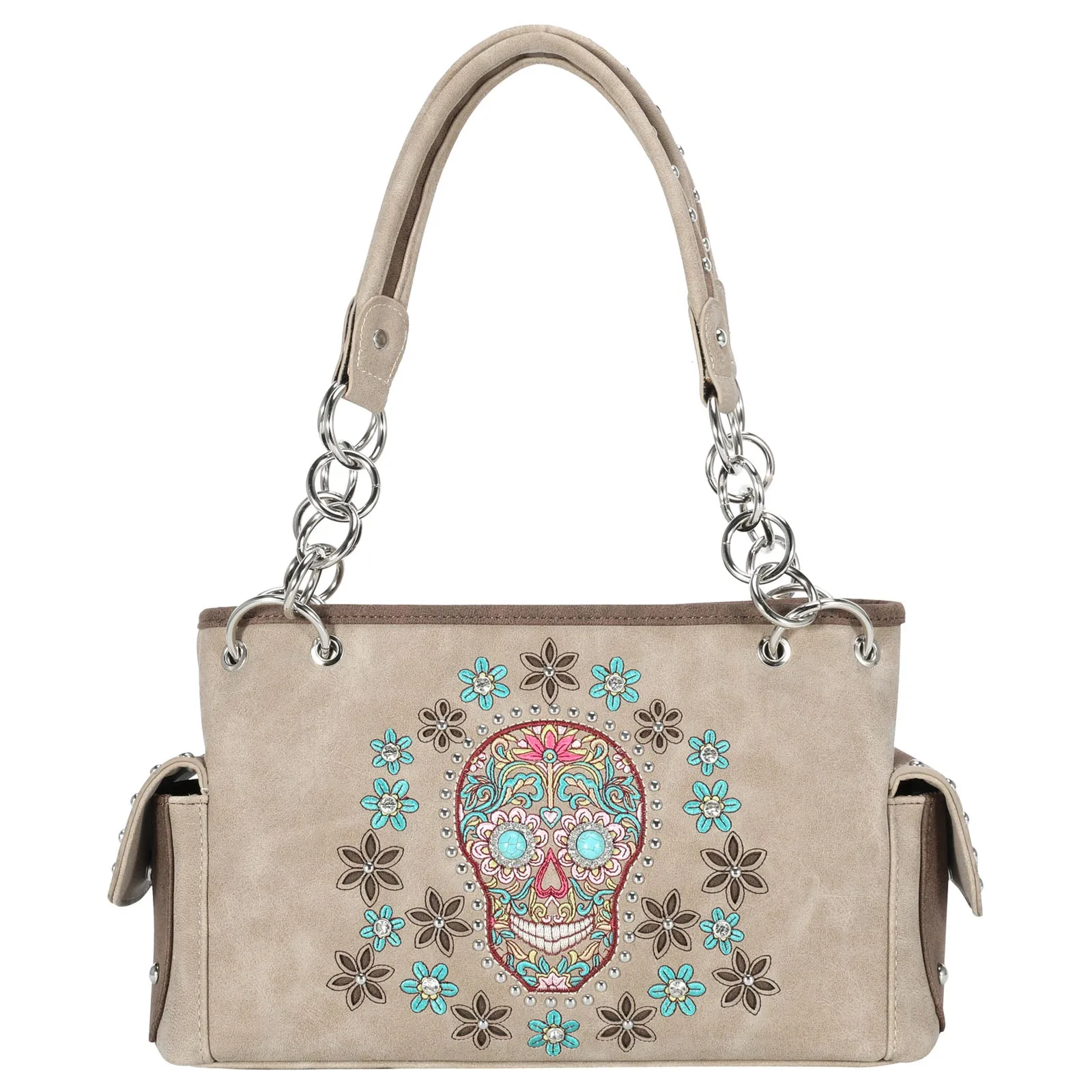 MW1121G-8085 Montana West Sugar Skull Collection Concealed Carry Satchel