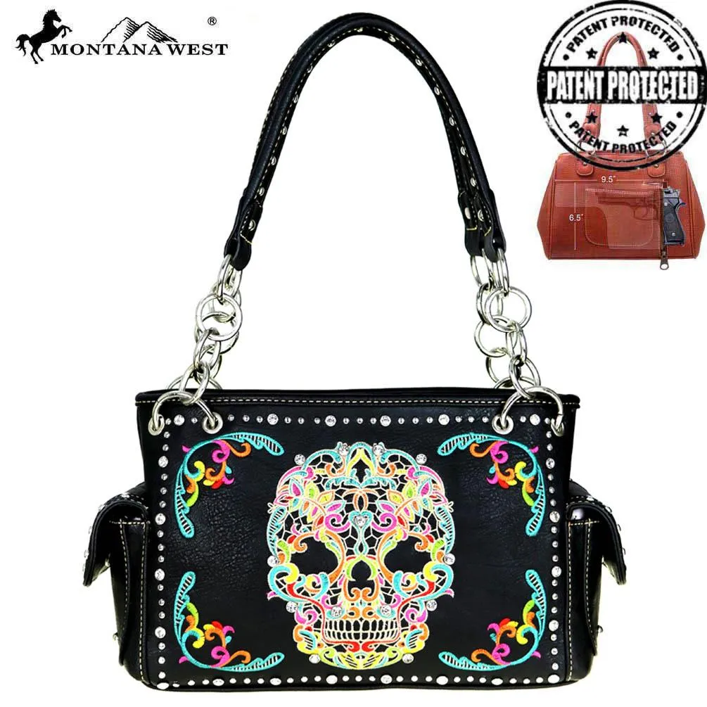 MW494G-8085 Montana West Sugar Skull Collection Concealed Handgun Satchel