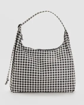 Nylon Shoulder Bag Black & White Gingham