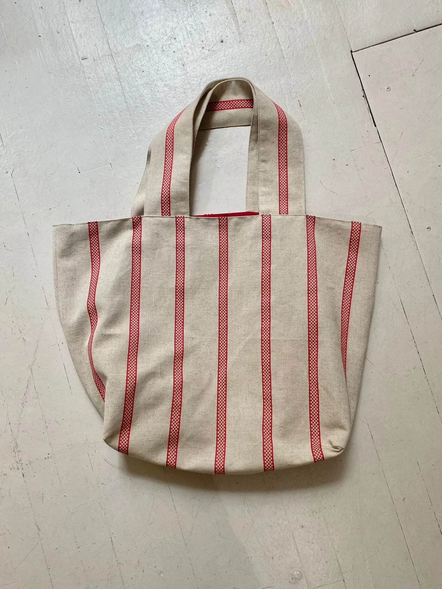 Port Bag in Red Stripe Linen