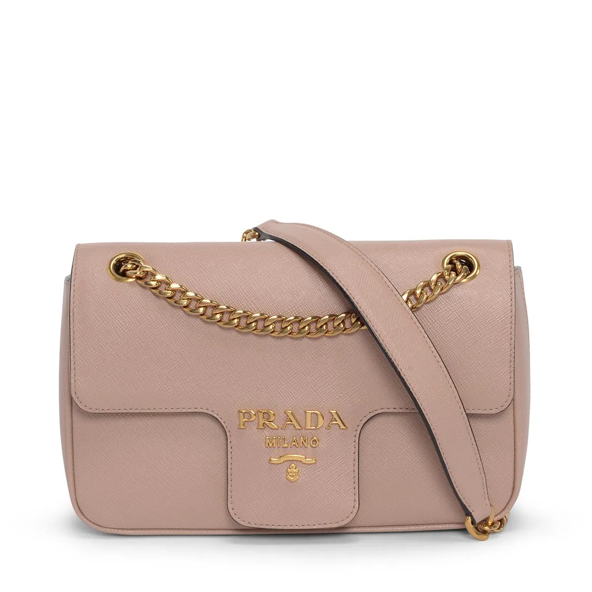 Prada Cipria Saffiano Flap Shoulder Bag