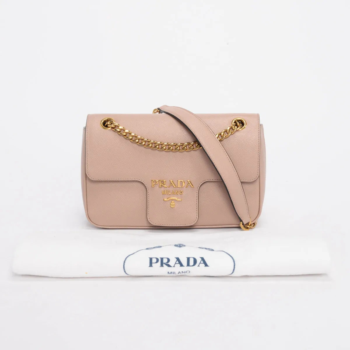 Prada Cipria Saffiano Flap Shoulder Bag