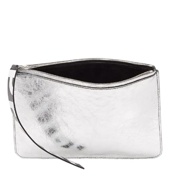 PS Medium Pouch, Metallic Paper, Silver