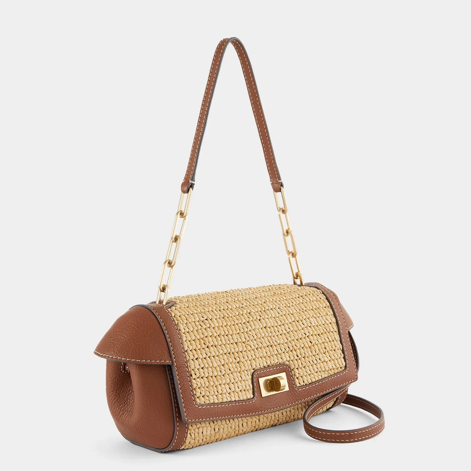 Raffia Tube Shoulder Bag