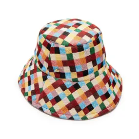 RAINBOW POP CHECKERED LONG BRIM BUCKET HAT