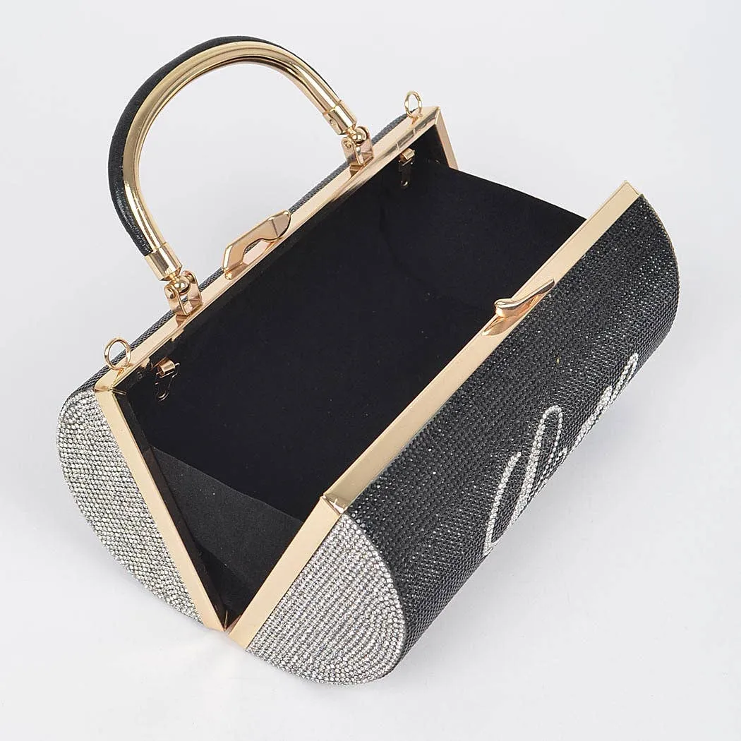 Rhinestone Love Party Clutch: Silver & Gold