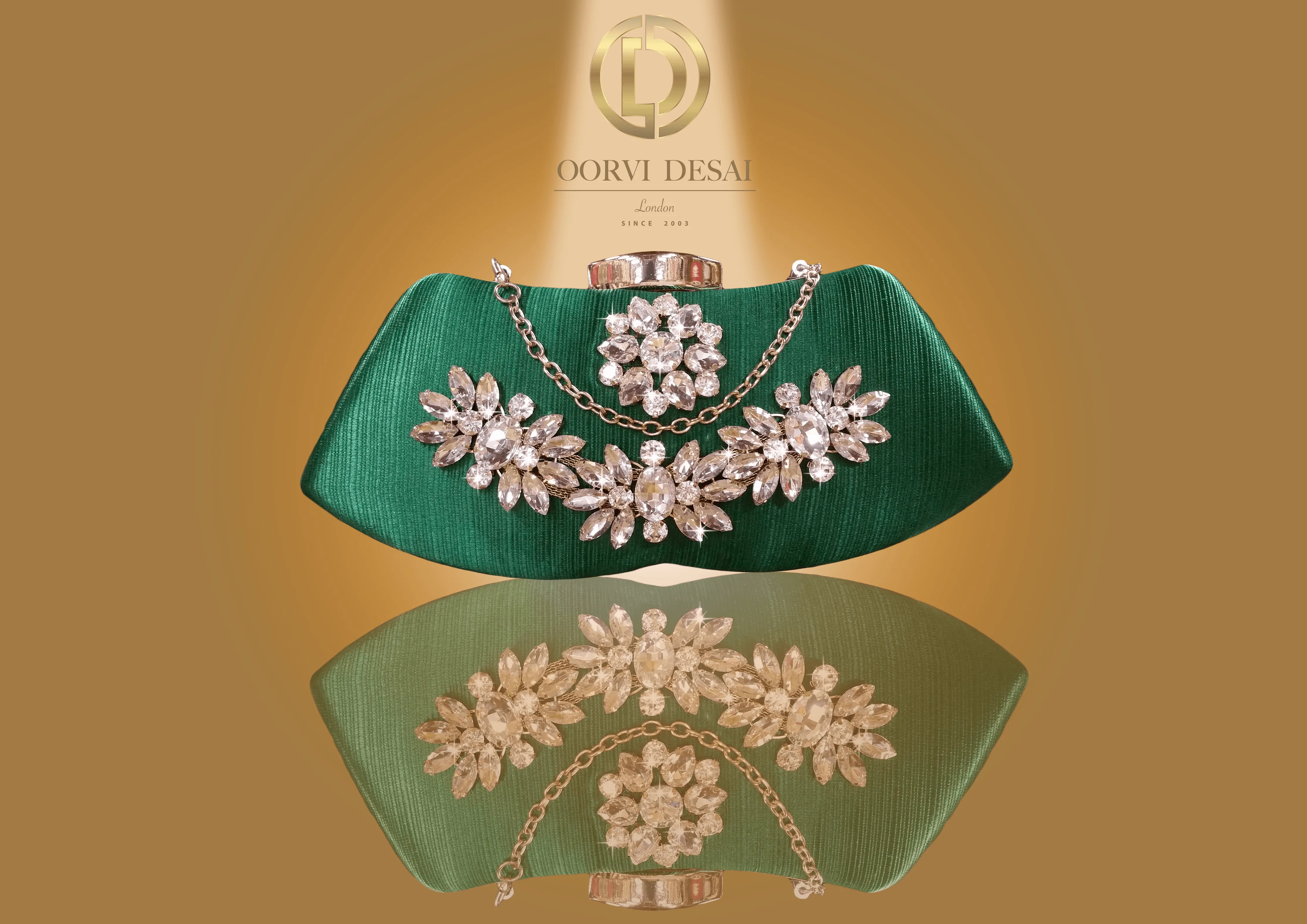 'Shimmering Candy  Purse with Golden Adornments' by Oorvi Desai (OD - B 33 - Red/ White/ Green/ Gold)