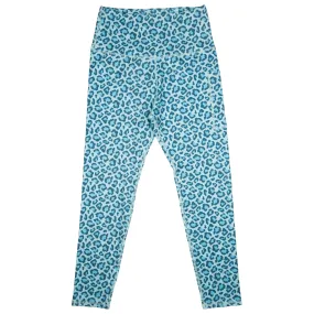 Sky Blue Leopard Women's Pocket Leggings