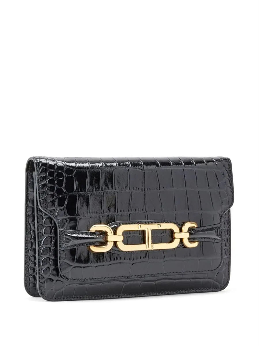 SMALL WHITNEY CROCODILE-EMBOSSED SHOULDER BAG