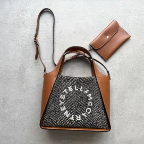 Stella Logo Tote C/B, Herringbone, Black/Pecan