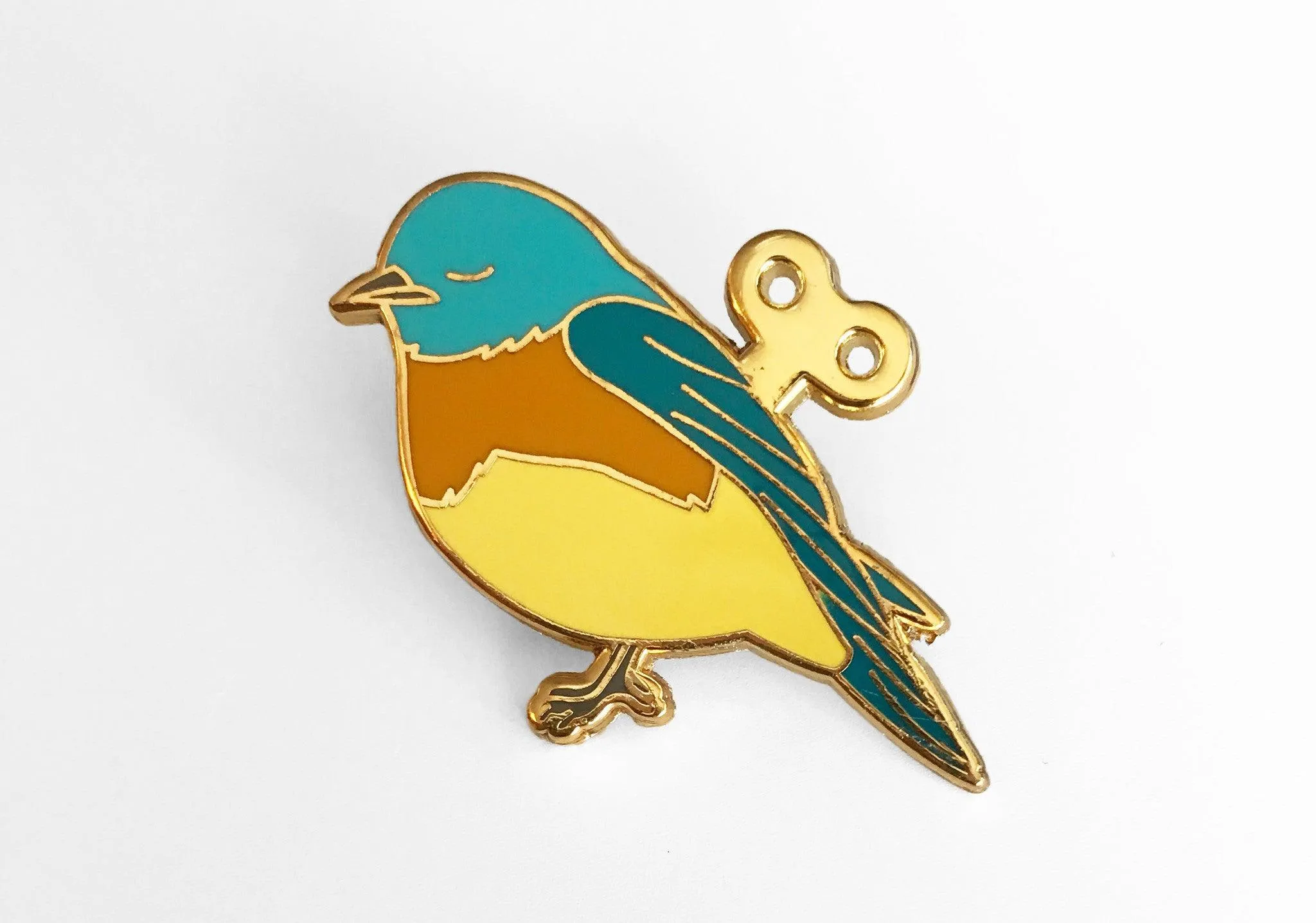 Wind-Up Bird Enamel Pin