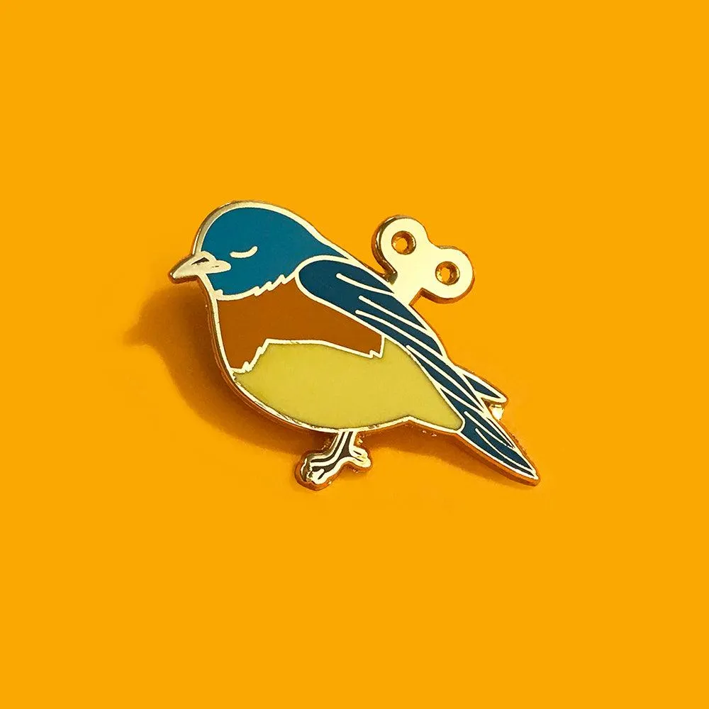 Wind-Up Bird Enamel Pin