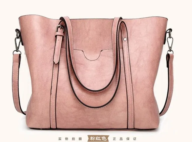 Women bag Oil wax Women's Leather Handbags Luxury Lady Hand Bags With Purse Pocket Women messenger bag Big Tote Sac Bols